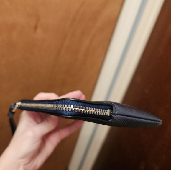 Coach Metallic Blue Corner Zip Wristlet